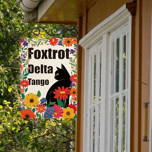 Funny Foxtrot Delta Tango Decor Garden Flag Black Cat Outdoor Flower Banner by Zengzetong lnfinite - Used condition - Image 5