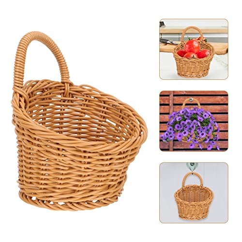 Zsedp Hanging Wall Storage Fruit Woven Rattan Flower Pots Baskets Wicker Outdoor Planters #TOP3