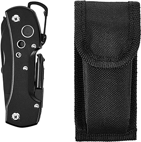 Image of Outdoor 15 in 1 Multi Functional Multitools Foldable Compact All in One Pocket Size Camping Accessories with Nylon Cover - Jet Black