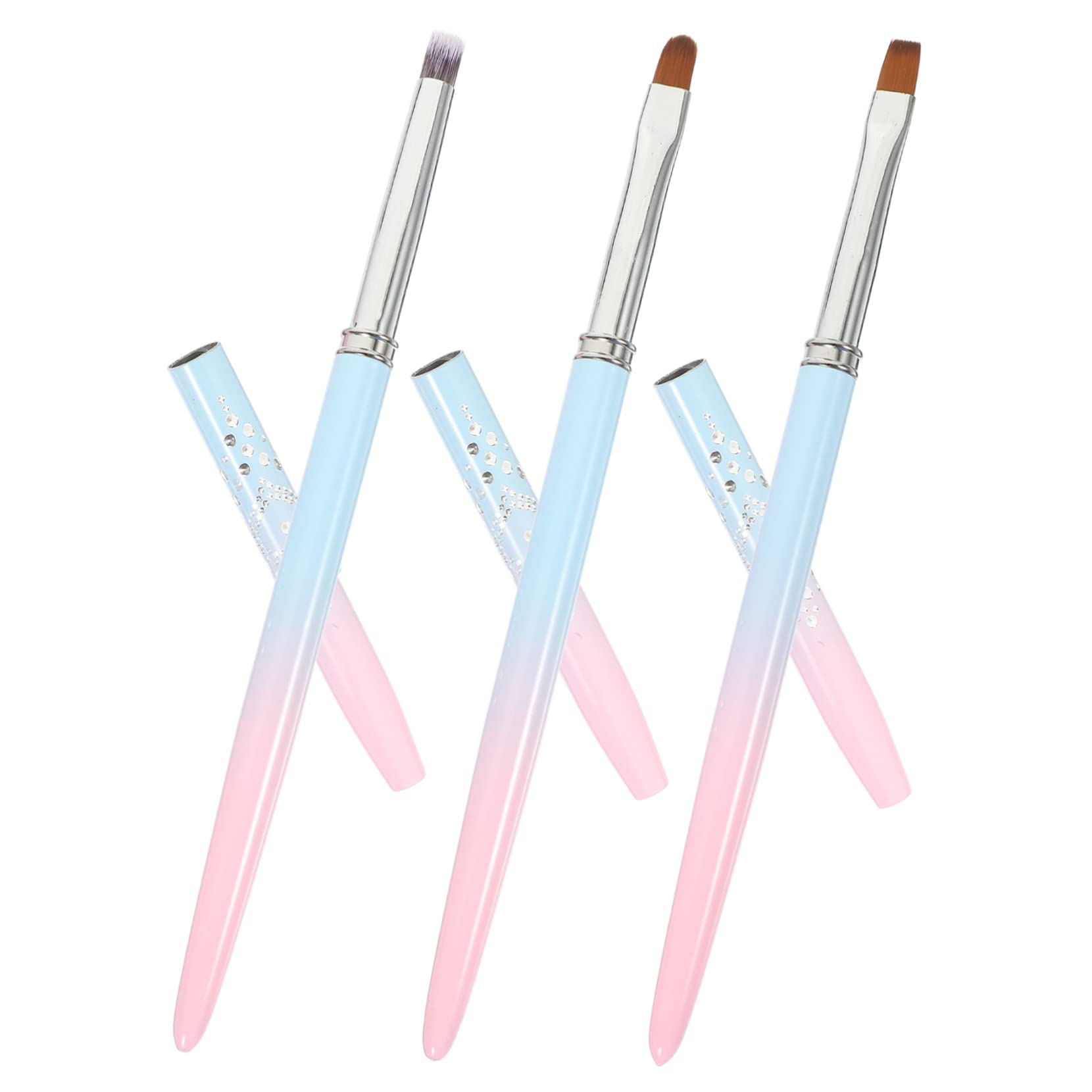 IWOWHERO 3Pcs Nail Art Brush Gradient Gel Design Pens for Nail Art Painting Includes Flat and Angled Brushes Lightweight and Durable for Professional Manicure