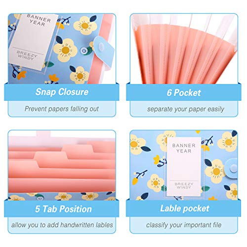 Skydue Expanding File Folders With 8 Lables, Floral Printed Accordion Document Folder Organizer Us Letter Size #TOP2