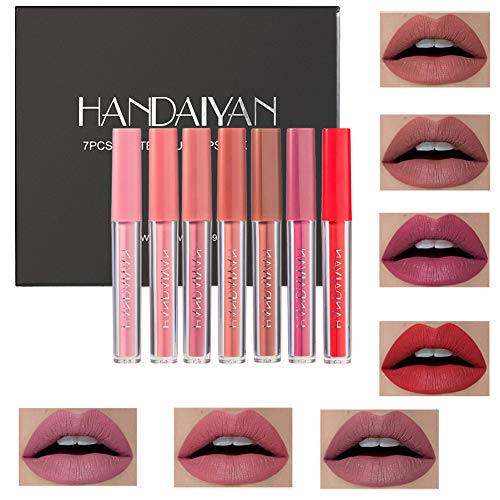 7 Color Set Matte Vlevet Lip Gloss Matte Liquid Lipstick Long Lasting Lipstick Women Red Nude Lip Tint Cosmetics Set Matte Lipgloss