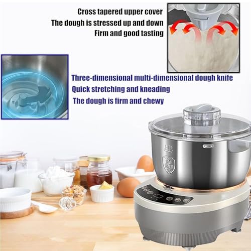 Mixeur électrique pour pâtisserie, pétrin à farine en acier inoxydable de 7 L avec fonction fermentation, fermentation thermostatique, avec tasses et cuillères à mesurer pour pâtisserie mais