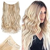 Leterly Halo Hair Extension 20' Curly Wavy Invisible Wire Adjustable Hair Extensions Fish Line Flip...