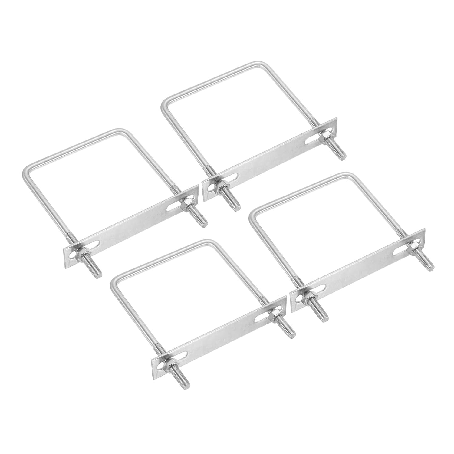 PATIKIL M6x20x50mm Square U-Bolts Kit, 4Set 304 Stainless Steel Square U Shaped Bolts Replacement Parts with Frame Plates and Nuts for Ski Board Sailboat Trailer