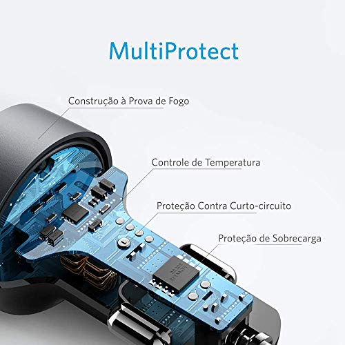 Carregador Veicular 1 USB-C PD + 1 USB, Anker, 11144308, PowerDrive PD 2, 33W, Carregamento Rápido,