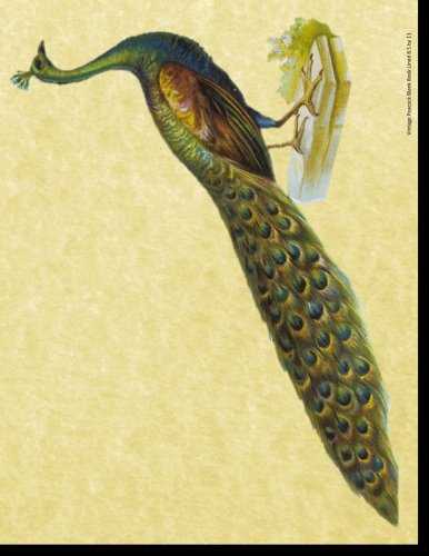 Vintage Peacock Blank Book Lined 8.5 by 11: 8.5 by 11 inch 100 page lined blank book suitable as a journal notebook or diary wit