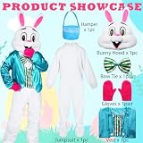 Harsever Easter Bunny Costume Adult,6 Pcs Easter Rabbit Bunny Suit Mascot Fancy Dress (Bunny)