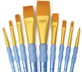 Royal and Langnickel Crafter's Choice Flat Taklon Variety Brush Set - Gold (Pack of 9)