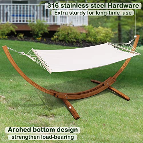 Lazzo 10 Ft Curved Wood Hammock Stand With Portable Hammock, Indoor & Outdoor Pine Hammock Arc Stand With 2X Chains And 4X Hooks For Home Patio Garden Yard Picnic Camp, 250 Lb Capacity #TOP5