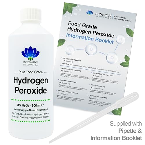 Food Grade Hydrogen Peroxide - Purest Grade 3% - 500ml - Unstabilized and Additive Free - 10 Vols - 5