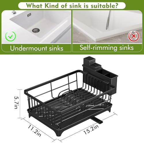 Kmiectse Dish Drying Rack for Small Kitchen Counter with Utensil Holder - 1