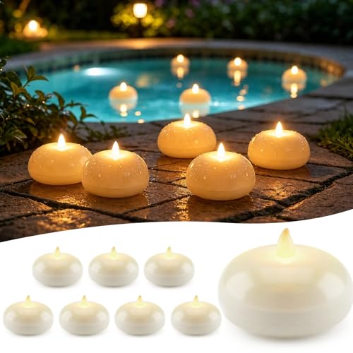 Solar Candles Outdoor Waterproof Floating Flameless LED 3 in 8 Pack
