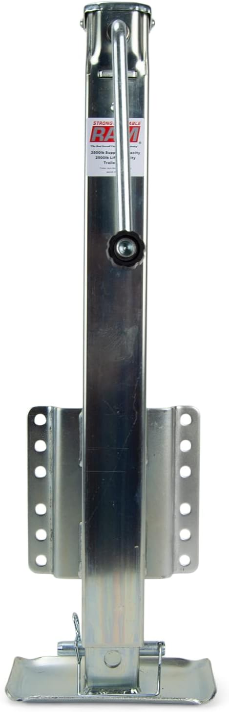 Sturdy Built Zinc Plated Square 2,500 lb Ram Dropfoot Bolt-On Boat Trailer Jack