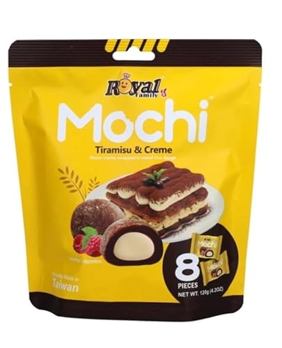 Royal Family Mochi 2er-Set: Tiramisu & Strawberry Cheesecake. 2x 120 g Reiskuchen mit cremiger Füllung – zart, süß & köstlich. Ideal als Dessert oder Snack