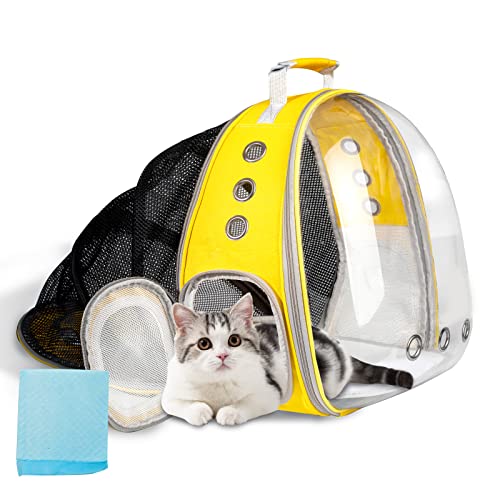 Cat Carrier Backpack, Bubble Backpack Carrier For Pet Dog With Capsule Feel And Expandable Mesh Back, Up To 22 Lbs (Yellow) #TOP3