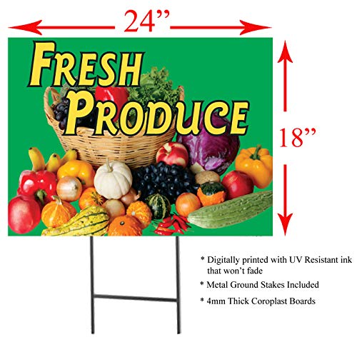 Fresh Produce Full Color Double Sided Sidewalk Signs - Thumbnail 2