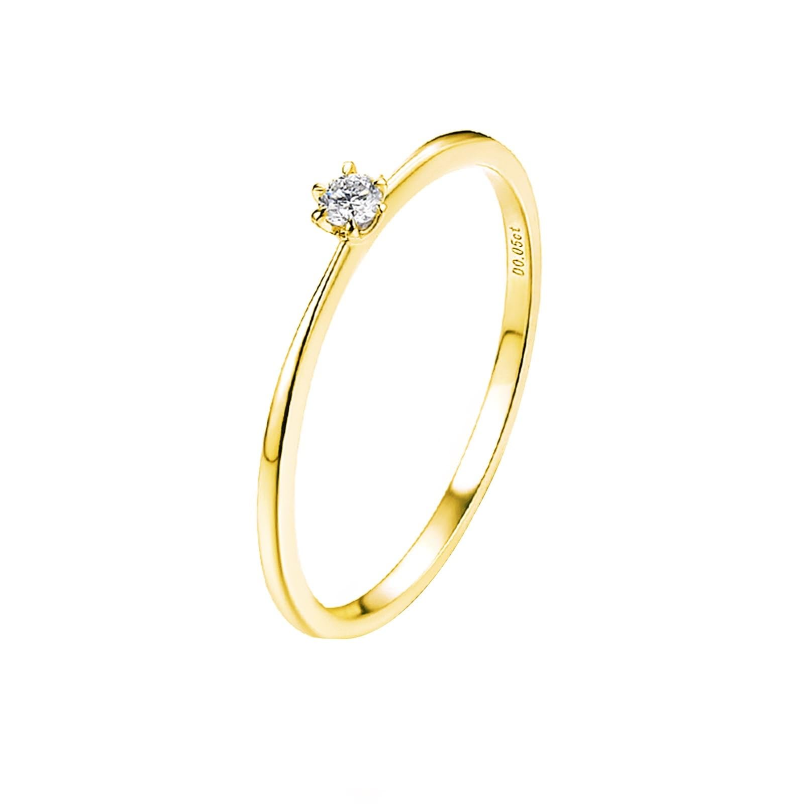 Anillo de oro blanco de 18 quilates para mujer, anillo de boda redondo con diamantes blancos y redondos