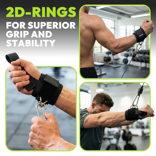 Image of HANDBODE Lifting Straps, Double D-Ring Weightlifting Wrist Straps | Steel Hardware, Two Piece Set, Padded Cuffs, Reinforced Stitching, Adjustable Fit, Deadlifts, Pull Ups, Rows, Cable Curls