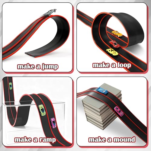 image for Vcsaq Flexible Race Track Toys for Kids, 15 Ft Flex Tracks Starter Set