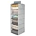 mDesign Chevron Fabric Hanging Closet Storage Organizer, for Clothing, Sweaters, Shoes, Accessories - 6 Shelves, Gray/Cream