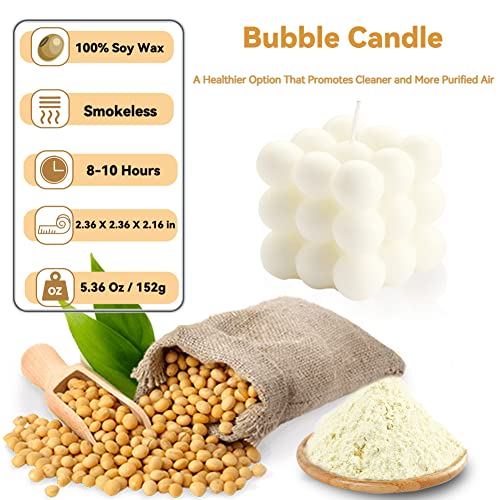 Scented Bubble Candles Gifts Set For Women, Large Candles For Home Decor Scented, 2 X 5.4 Oz Soy Wax Aromatherapy Candles, Cube Aesthetic Candle, Ideal Gifts For Valentines Day, Mother's Day, Birthday #TOP2