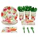 Blue Panda Hawaiian Luau Party Supplies – Serves 24 – Includes Plates, Knives, Spoons, Forks, Cups and Napkins Perfect for Birthdays and Summer Luau