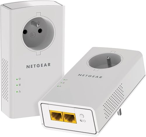 NETGEAR PLP2000-100FRS, CPL 2000 Mbps avec 2 Ports Ethernet, Prise CPL Fibre idé