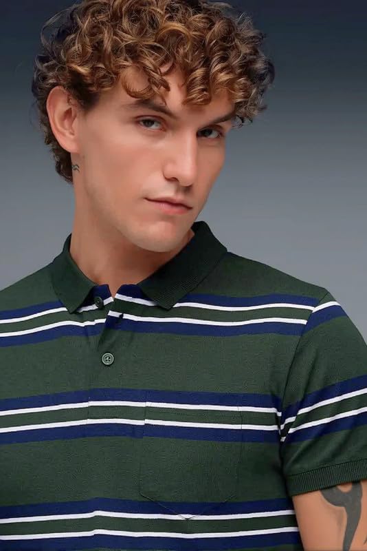 Image of SANE ORIGINALS Half Sleeve Polo T-Shirt for Men with Pocket || Stripe Collar and Pocket T-Shirt for Men Half Sleeves