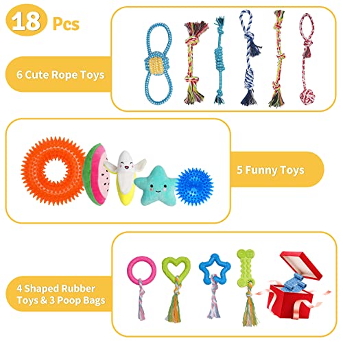 KIPRITII-18-Pack-Super-Value-Puppy-Toys-Puppy-Teething-Chew-Toys-with-Rope-Toys-Dog-Bite-Toys-and-More-Squeaky-Toys-for-Small-Dogs
