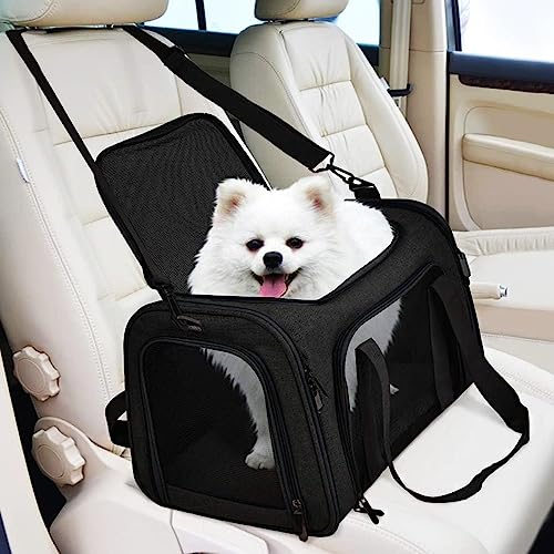 Bolsa Transporte Pet Transversal Cachorro Gato Viagem Passeio Cão Caixa Telado (Preto)