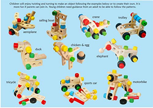 Towo Wooden Nuts And Bolts Set Building Blocks Construction Kit 31 Pieces Travel Toy- Model Building Tool Kits For Kids -Toys Building Tools For 4 Years Old-Compatible With Towo Bench Chair Set #TOP4