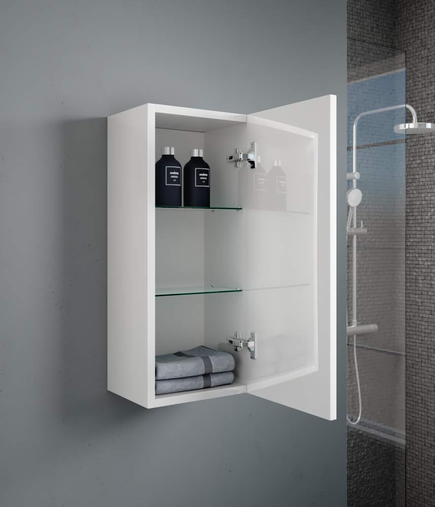 MaMa Store Atena Pensile Singolo Reversibile con sistema di apertura push and pull, Laminato, Bianco Lucido Laccato L. 30 X P. 22 X H. 71 Cm