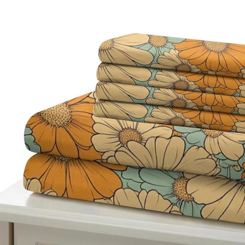 Parure de lit fleurs rétro 140x200 pour une personne