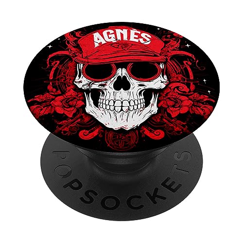Items Personalized Skull with Agnès Name PopSockets Swappable PopGrip, Black