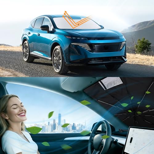 Image of Windshield Sun Shade Umbrella for 2015-2026 Nissan Murano | Full covered for windshield, Block UV Rays, Heat Reduction, Easy to install, Durable & Fold Up Small