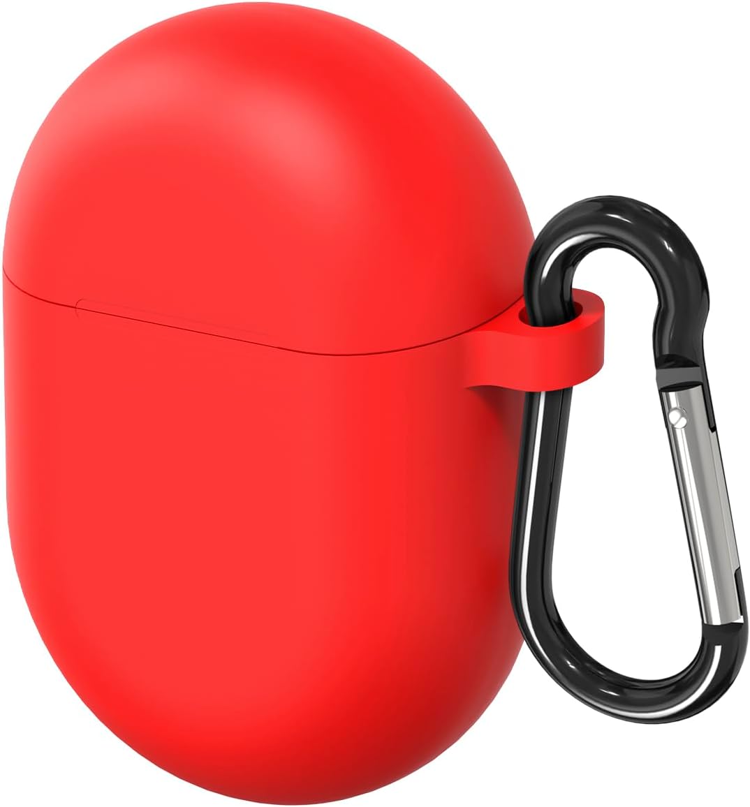 Geekria Silicone Case Compatible with Google Pixel Buds Pro Wireless Earbuds Charging Case, Protective Cover with Carabiner Clip, Charging Port Accessible (Red)