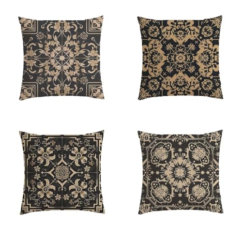 Housse coussin 70x70cm géométrie bohemia en lin aspect double face - 2