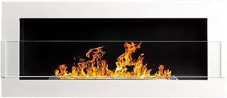 Bio Ethanol Fire BioFire Fireplace Modern 900 x 400 White with glass Wall - Mounted Alcohol Fireplace