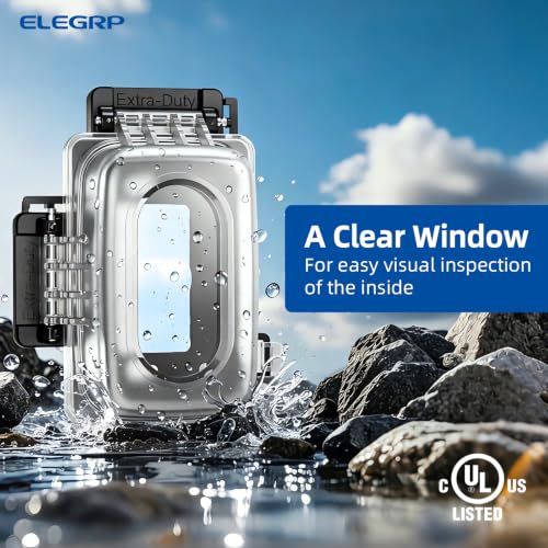 ELEGRP 1 Gang Weatherproof Exterior in Use Outlet Cover and Box Kit, Horizontal/Vertical Mount, Metallic Electrical Outlet Box, Heavy Duty in-Use Cover, UL/CUL Certified, 1 Pack by ELEGRP - Used condition - Image 6