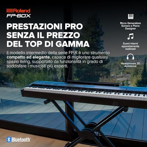 Roland FP-60X | Piano Digitale A 88-Note Con Prestazioni Pro | Potente Amplificatore E Sistema Di Diffusori Stereo Dedicato Incorporati | Personalizzazione Del Suono Integrata | Nero - 2