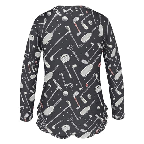 ALAZA Golf Club Black Girls One Piece Swimsuit Long Sleeve Rash Guard Swimsuits UV 50+ Swimwear Zipper3