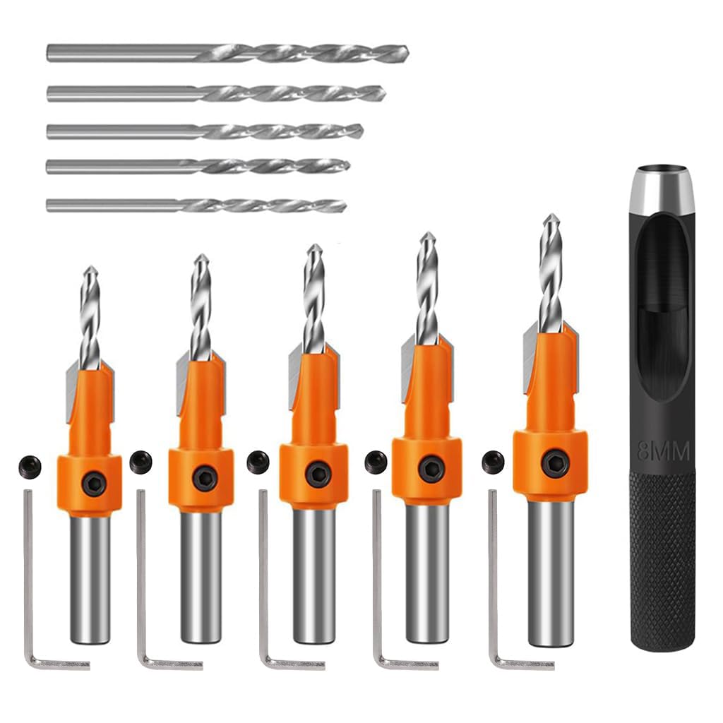 Serplex® 10Pcs Wood Countersink Drill Bit Set, 5Pcs Countersink Drill Bit with 5Pcs Extra Pilot Drill Bit, Tapered Drill Bits with 8mm Round Shank, Counter Sinker Drill Bit Set for Woodworking (B0CRY1PZXD) Amazon Price History, Amazon Price Tracker