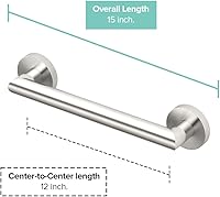 Vista 2 de Gatco 970 Glam 12" Grab Bar, Satin Nickel/ADA Compliant Safety Stainless Steel Grab Bar for Bathroom