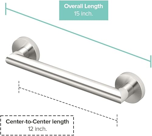 Miniatura 2 de Gatco 970 Glam 12" Grab Bar, Satin Nickel/ADA Compliant Safety Stainless Steel Grab Bar for Bathroom