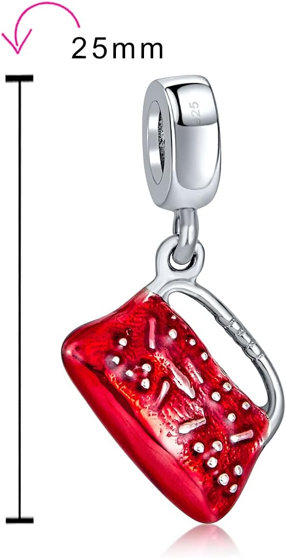 Bling Jewelry Dangle Red Clutch Purse Pocketbook Hand Bag Charm Bead For Women Teen .925 Sterling Silver Fits European Bracelet