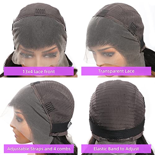 Arabella 24Inch Highlight Ombre Lace Front Wig Human Hair 13X4 Hd Transparent 1B/30 Honey Blonde Lace Front Wig Human Hair Pre Plucked Colored Wigs Human Hair 180% Density Body Wave Lace Front Wig Human Hair #TOP5