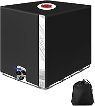 SOBEAU Bache pour Cuve IBC 1000L, Bâche Recuperateur d Eau de Pluie avec Film Transparent, Anti-UV Anti-Poussière Bache Couvercle Housse de Protection Cuve Noir (116 x 100 x 120 cm)