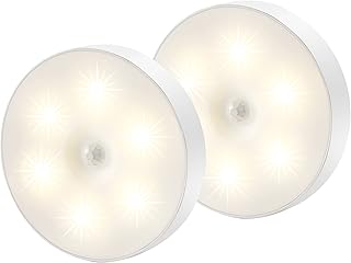 Cobiz Światło LED z czujnikiem ruchu - lampa LED do szafki z czujnikiem ruchu, 3 tryby oświetlenia lampki nocnej, oświetlenie awaryjne, montaż w kuchni, korytarzu, na schodach - 2 szt., oświetlenie LED szafki / szafy