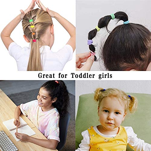 SYGY 100Pcs Baby Hair Ties for Girls, Cotton Toddlers Hair Ties for Kids, Small Seamless Hair Ties Hair Bands, Multicolor Elastic Hair Bands, Soft Hair Accessories Ponytail Holder - Thumbnail 6